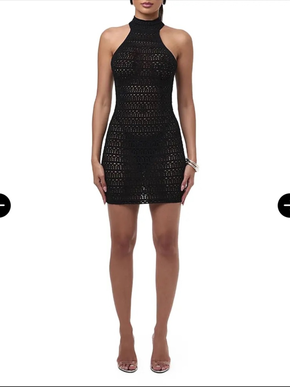 NAKED WARDROBE CROCHET HALTER MINI DRESS NWOT